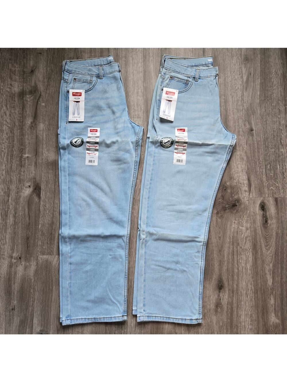 NEW Wrangler Boy 16 Husky Jean Lot of 2 Light Wash Adjustable Waist